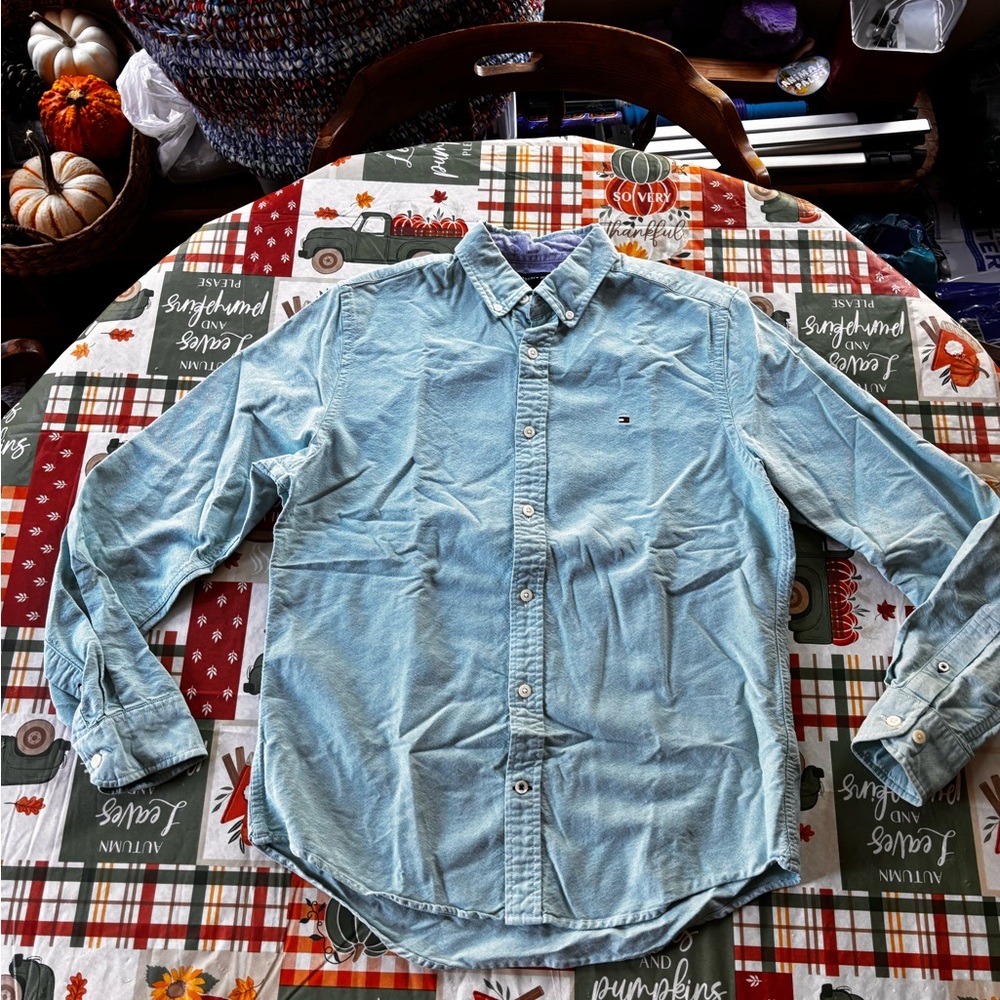 Tommy Hilfiger Men's Teal Button-Up Shirt